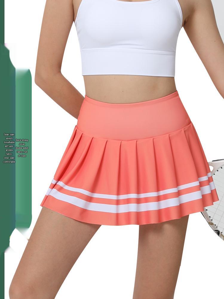 Quick-Dry Pleated Sports Skirt with Sun Protection for Tennis, Badminton, Fitness, Yoga, and Running