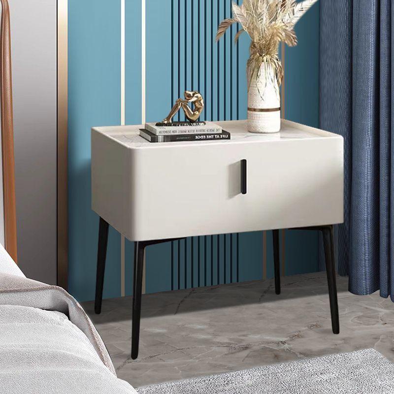 Fully Assembled Modern Italian-Style Leather Bedside Table with Storage