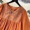 Vintage Stickereikleider Frühling Neues Kurzarmkleid für Damen Y2k Mittellanges Lockeres Vestidos Mujer Damenkleid