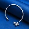 Charming 925 Sterling Silver Delicate Round Bead Open Bangle for Women, Fashionable Wedding Party Accessories