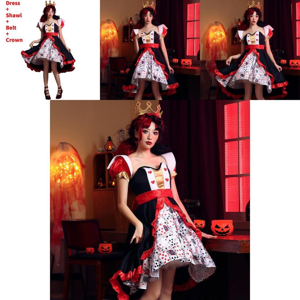 Alice In Wonderland The Red Queen Costume Dress With Polyester Fabric For Halloween Stage Performance Women