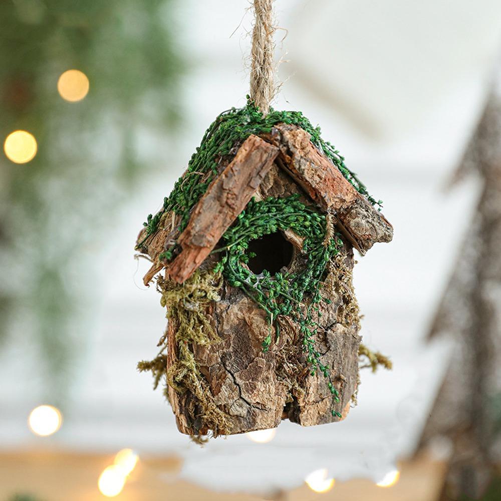 

Moss Christmas Tree Nest Pendant Wooden Merry Christmas Decorations Family Gathering style 4