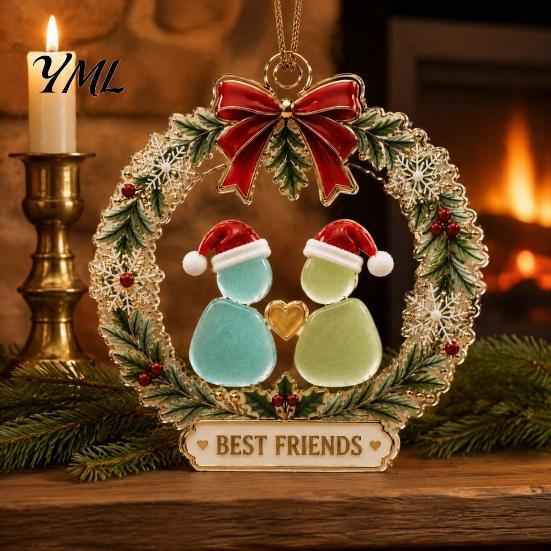 Acrylic Pendant for Holiday Decoration Best Friends Christmas Wreath Pendant, Hanging Ornament, Gift Decorative Piece Party DIY Festive Accents