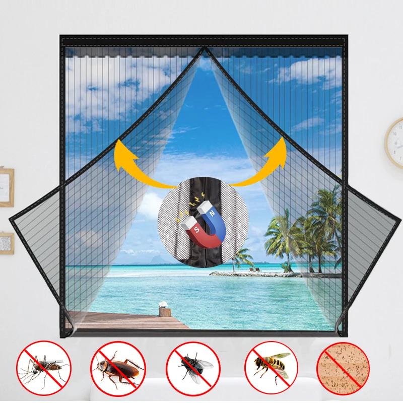 Summer Anti Mosquito Window Curtain Net Invisible Mosquito Screen Window Self Installing Home Mosquito Net Gray Zipper Anti Cat Scratch
