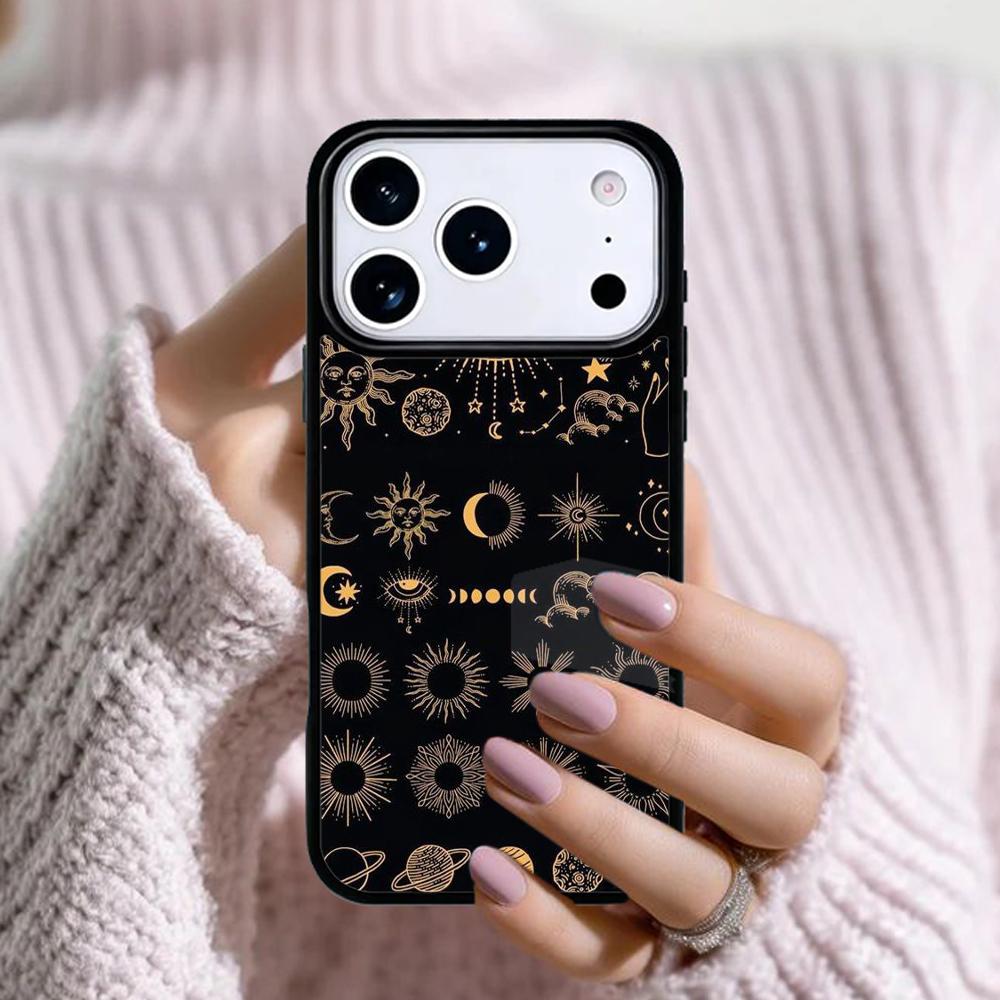 Himmlisches Mosaik Sonne Mond Handyhülle Für Apple iPhone 17 Air 16E 15 14 Plus 13 12 11 Pro Max Mini Funda Abdeckung