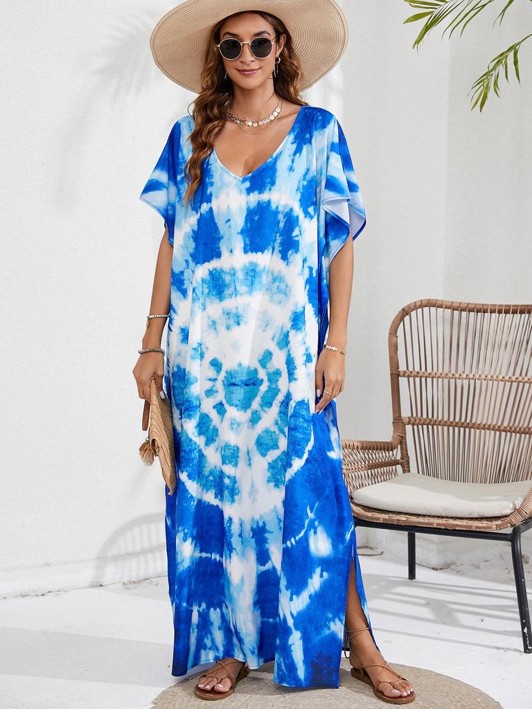 44-Farben Europäischer & Amerikanischer Druck Strandüberwurfkleid - Urlaubs-Bikini Sonnenschutz Oberbekleidung
