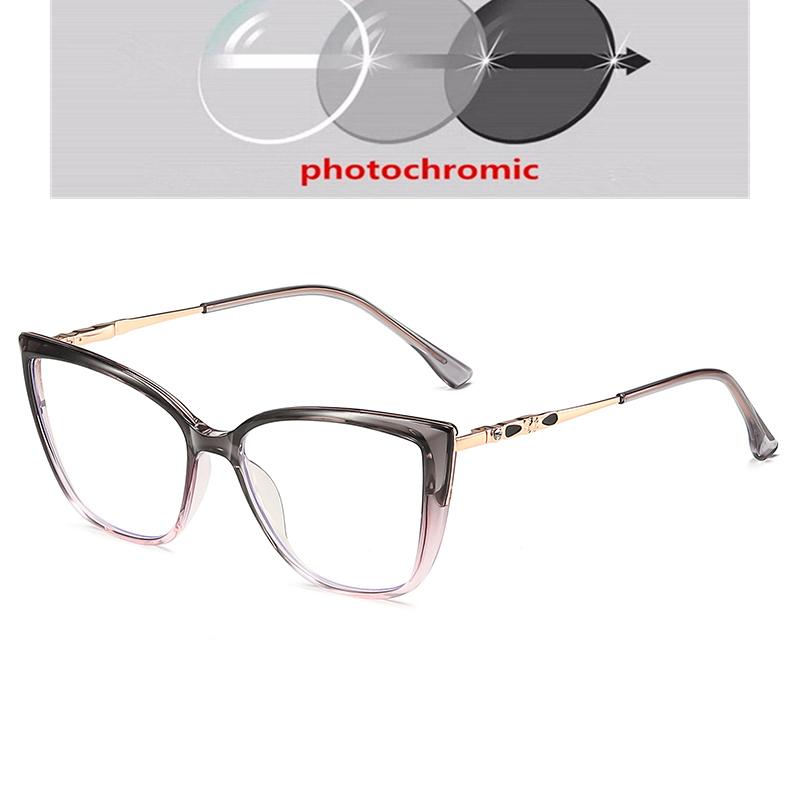 1.56 Aspheric Anti Blue Light Cat Eye Prescription Glasses With Degree Spring Leg Dioptric Glasses Women  0 -0.5 -0.75 To -6.0
