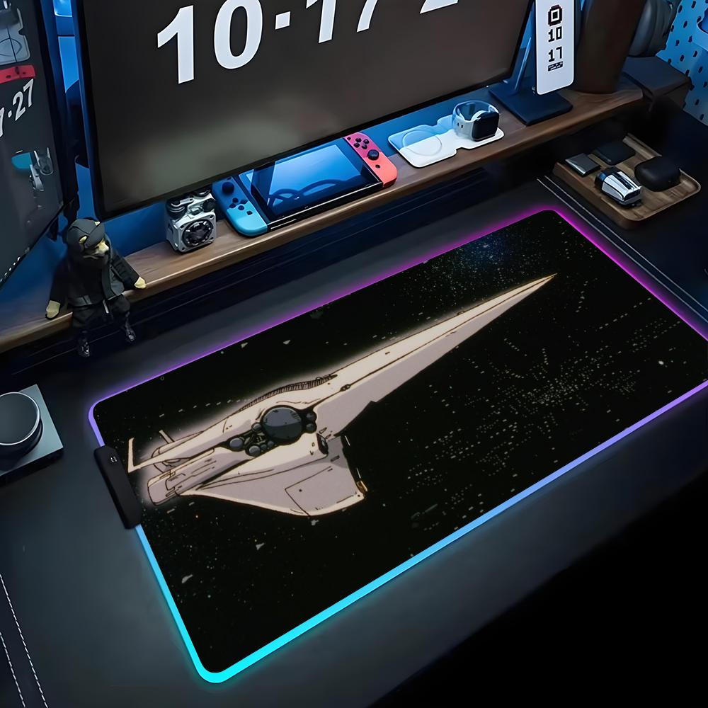 

Legend of Galactic Heroes Mouse Pad RGB Gaming Mousepad Big LED Pad PC Desk Mat Luminous Mouse Pad Large Keyboard Mats Table Rug 600x300x3mm