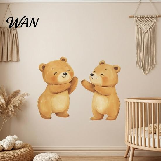 Removable Wall Decal Bear Design Window Sticker, Self-Adhesive Waterproof PVC for Living Room Bedroom Entrance Hall Home Decor Durable Sticker