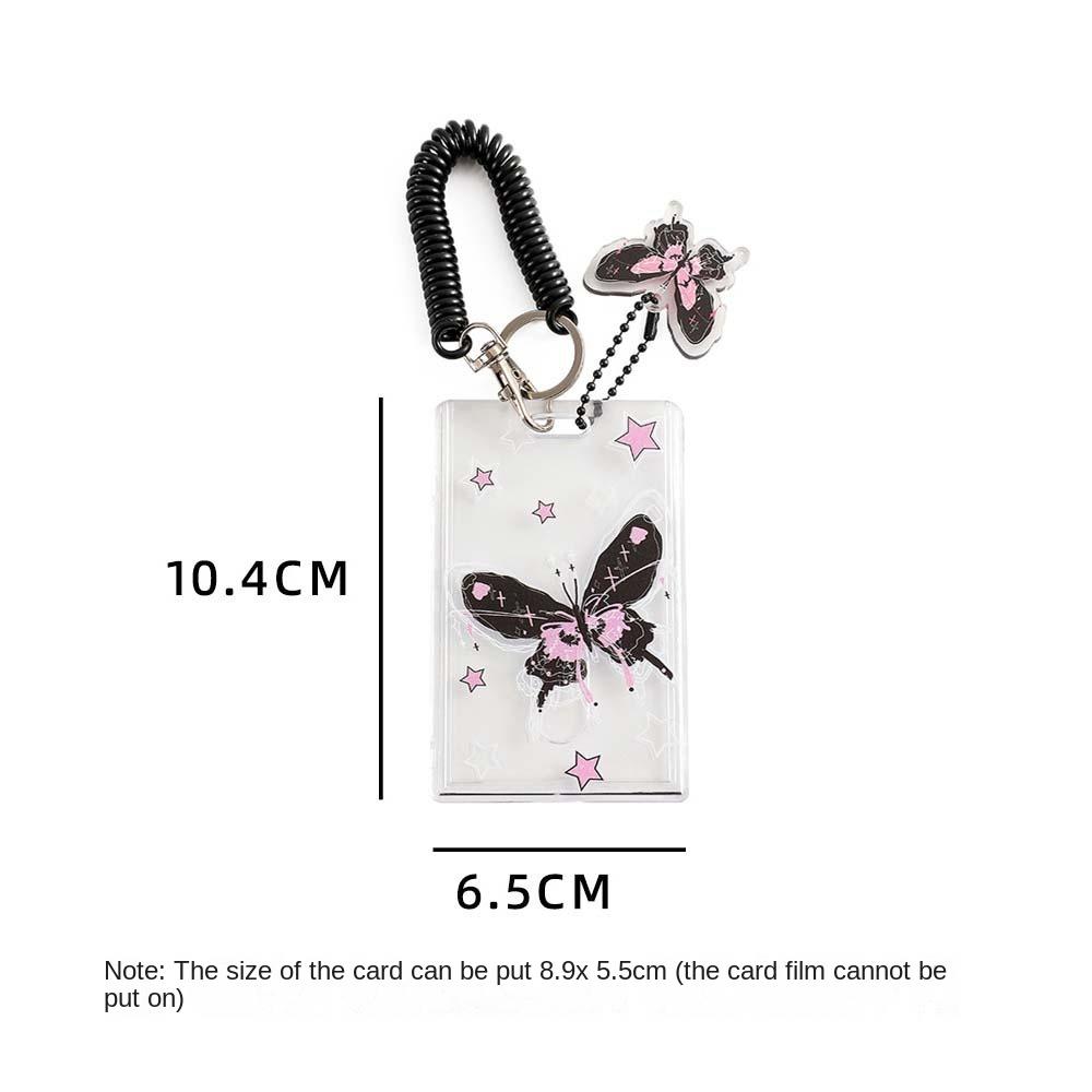 Porta-cartões de fotos transparente estilo coreano com pingente capa de cartão transparente menina/senhora