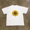 2026 Summer Hot Sale Realistic Sunflower Vintage Oldschool White Cotton Shortsleeved Tshirt for Men and Women Graphic T Shirts