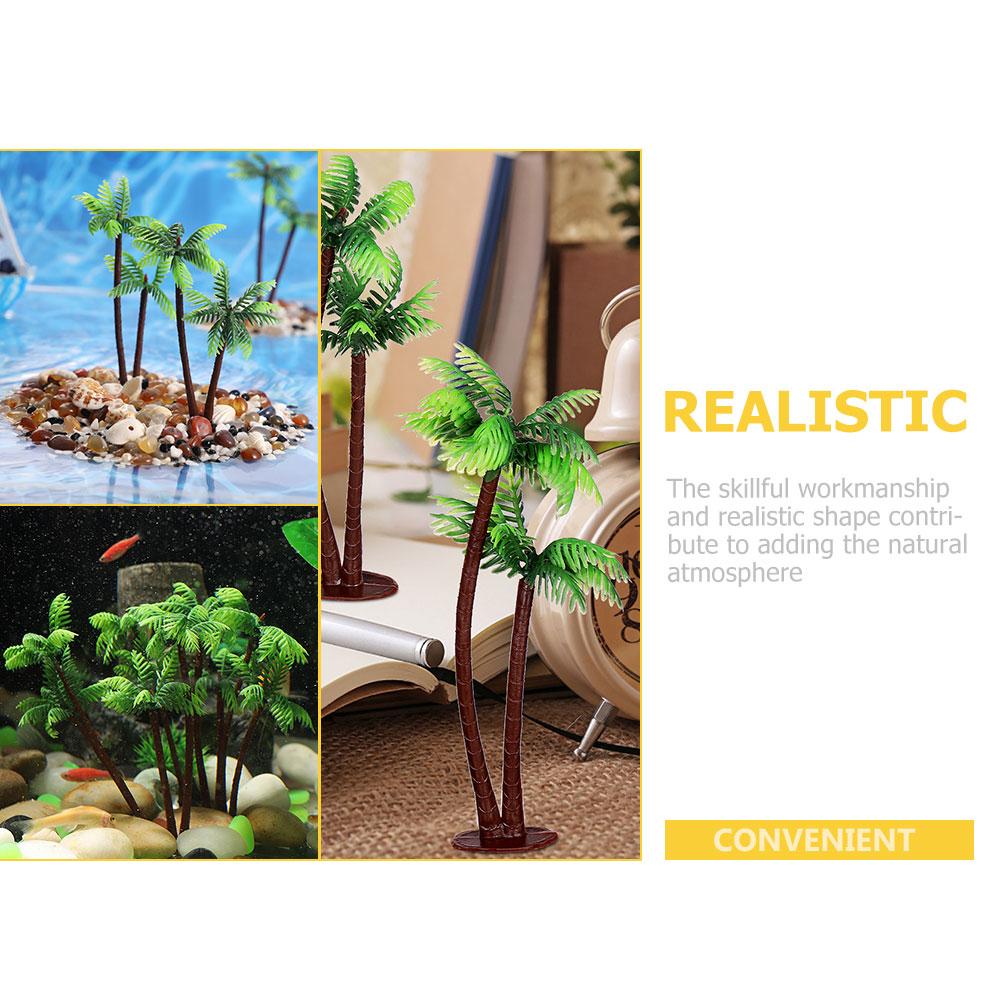 10 Pcs Artificial Coconut Tree Decor Aquarium Landscape Fish Tank Driftwood Model Trees Wear Resistant Pet Supplies