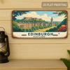 D Flat Printing Vintage EDINBURGH SCOTLAND with Edinburgh Castle Cityscape Illustration Aluminum Tin Painting License Plat