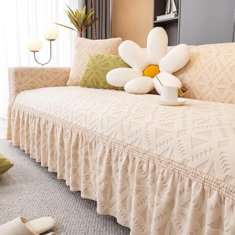 

Чехол для дивана с прямым рядом для гостиной, юбка, кружевная эластичная универсальная интегрированная пылезащитная защита от царапин, универсальная для четырех сезонов 90cm-140cm