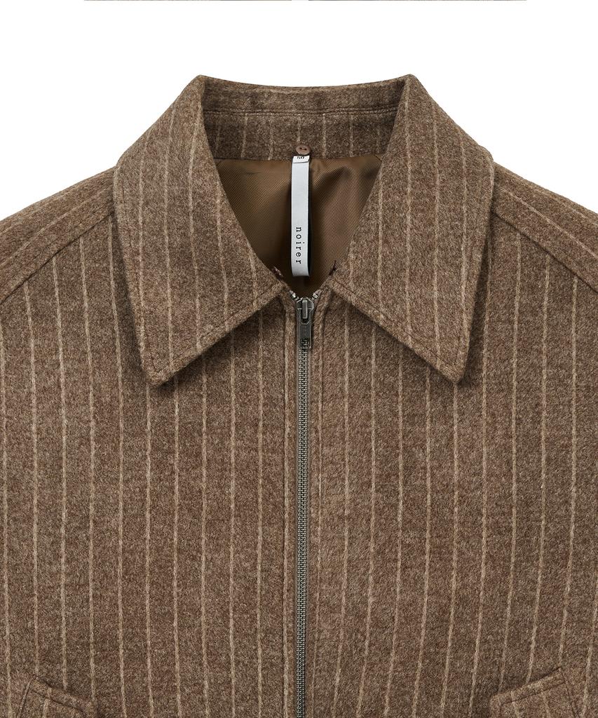 Noirer Shearling Wool Striped Blouson (Camel)