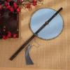 Retro Ancient Style Chinese Bamboo Waist Fan Rollable Foldable Long Handle Fan Decorative Cooling Group Fan Hanfu