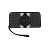 Coach Dempsey 18 Round Logo Stripe Jacquard Pebble Leather Wallet Women Wallet Black C9073-SVRT6
