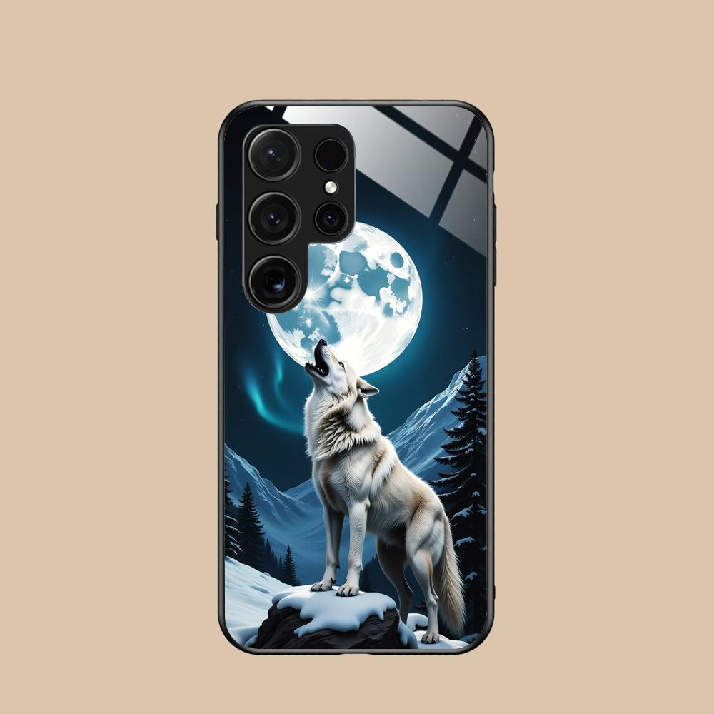 Fashion Wolf Mobile Phone Case for Samsung Galaxy A56 55 54 53 52 51 36 35 34 23 16 15 5G Glass Colorful Cover Smartphone Pretty