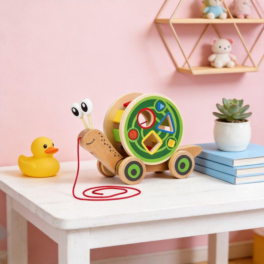 Holz-Ziehspielzeug Froschfamilie für Kleinkinder Kinder Baby Jungen Mädchen Lernen Aktives Spielen