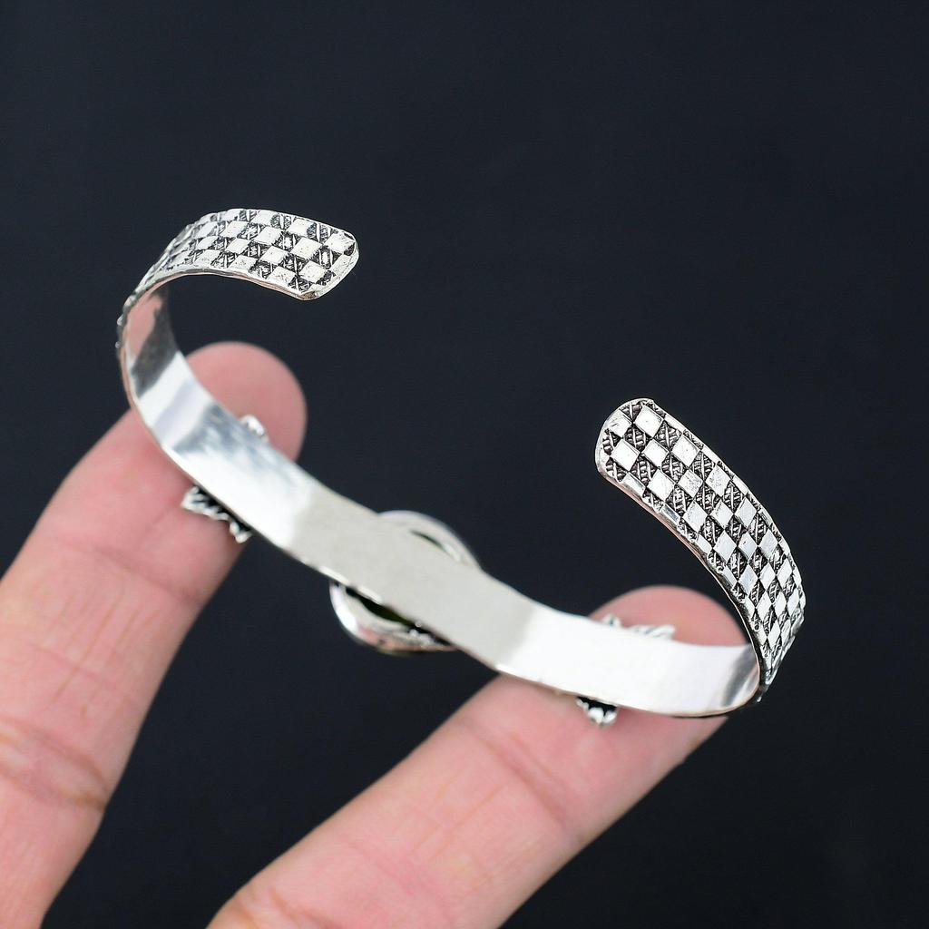 Natural Atlantisite Wedding Leaf Sister Handcrafted Bangle 925 Sterling Silver