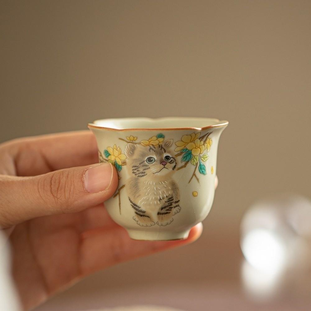 Exquisite Cat Tea Tureen Ceramic Cover Bowl Tea Items Tea Items Ru Kiln Gaiwan  Hotel