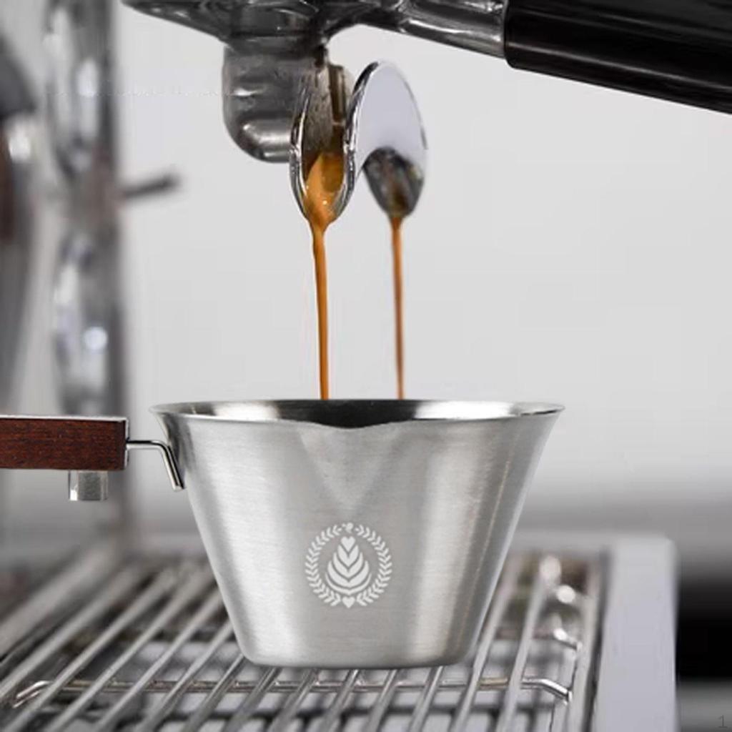 100ml Stainless Steel Coffee Extraction Cup Ergonomic Handle for Espresso Machine Parts 3x1.8inch V