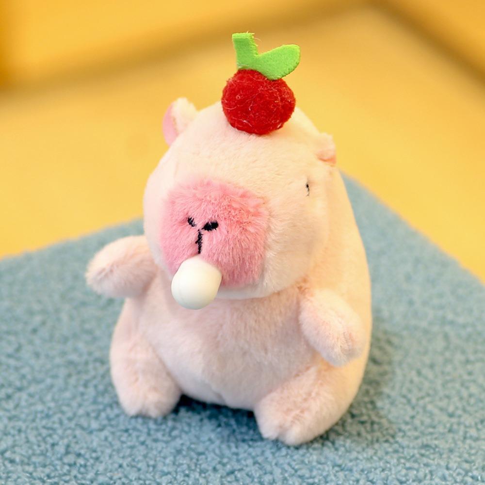 Pink Capybara Plush Pendant Persimmon Capybara Plushie Doll Capybara Plush Keyring Christmas Gift