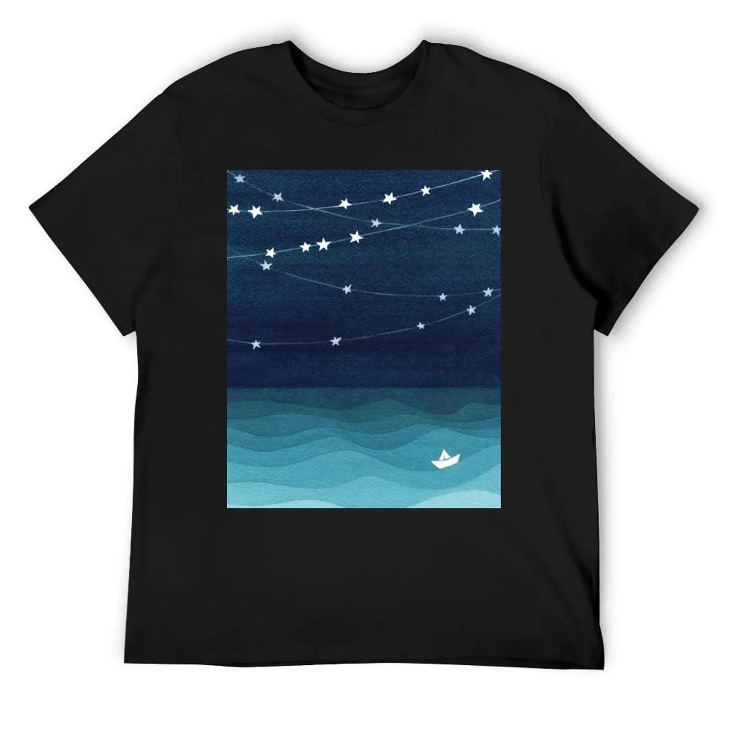 

Garland of stars, teal ocean T-Shirt Funny t-shirts anime Clothing mens funny t shirts XXXXXL чорний