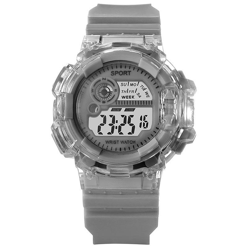 Luminous Transparent Men S And Women S Outdoor Sports Waterproof Watch Student Colorful Silicone Electronic Watch серый