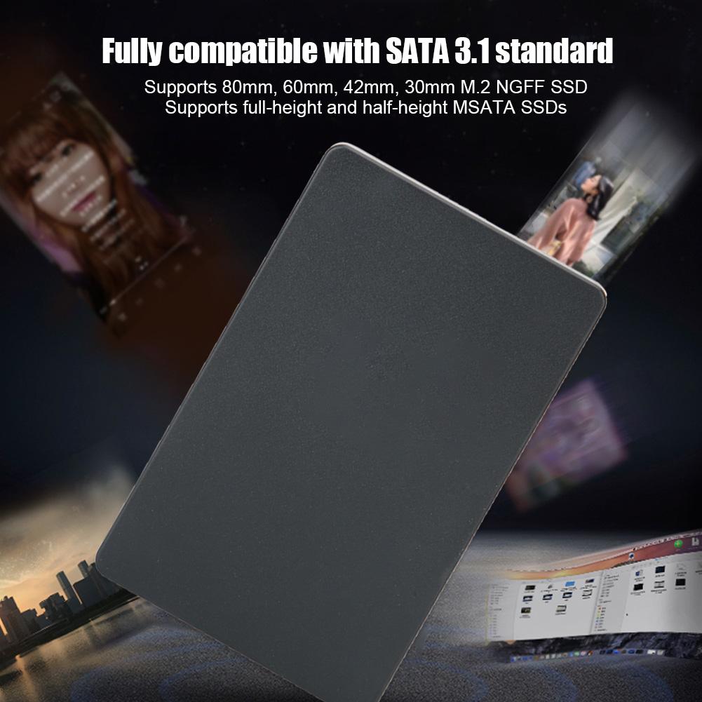 Hard Disk Box Black ABS SSD 2 in 1 M.2 B Key MSATA to SATA 3.0 Computer Accessories (Not Inclube Hard Disk)
