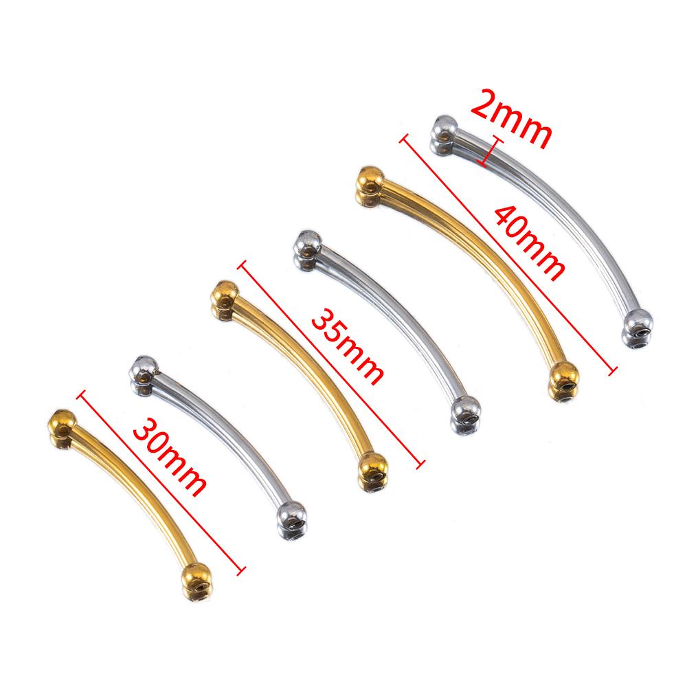5pcs Stainless Steel 30 35 40mm Perforated Bend Tube Beads DIY Jewelry Connector Beads Craft Bracelet Necklace Finding Wholesale