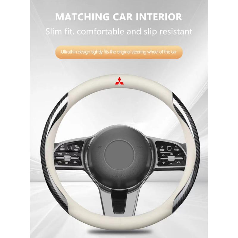 Leather Carbon Fiber Car Steering Wheel Cover Car Accessories For Mitsubishi ASX I200 Outlander Pajero Eclipse Lancer