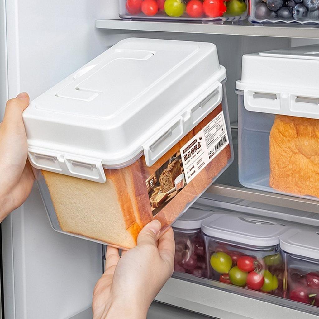 Bread Container Clear Airtight Loaf Storage Box Bread Holder with Lid and Handle for Cabinet Pantry Refrigerator Freezer Kitchen