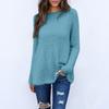 Maglione casual da donna alla moda, a maniche lunghe, ampio, scollo rotondo, davanti, corto, dietro, lungo