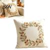 Hidden Zipper Cushion Covers Autumn Wreath Cover, Thanksgiving Throw Pillow Leaf Embroidery Soft Cases Case for Sofa Couch Farmhouse Home Decor,