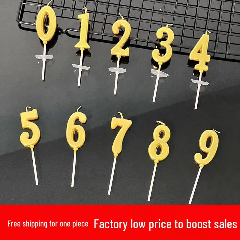 Gold Long Number Birthday Cake Candles - Boxed for Children's First Birthday