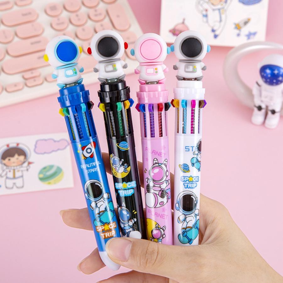 5Pcs Cute Astronaut Ten-color Pen Colored Ballpoint Pen, Student June 1st End Christmas Prize Gift