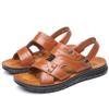 TUINANLE Men's Pu Leather Sandals Summer Beach Slides Casual Retro Brown Shoes Outdoor Flip Flops Non-Slip Sandals