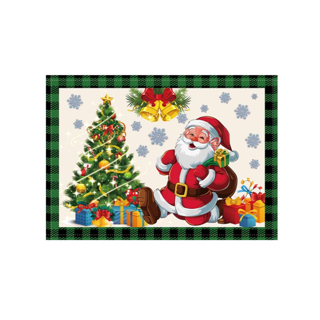 Christmas Placemat Decoration Set, Claus Linen Stain-resistant And Heat-insulating Tablecloth