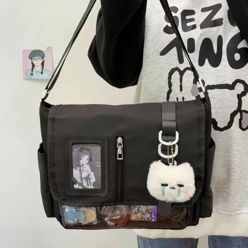 Kawaii Itabag Crossbody Bag Women Japanese Style Large Capacity Transparent Pin Display Messenger Bag Waterproof Anime Badge Bag