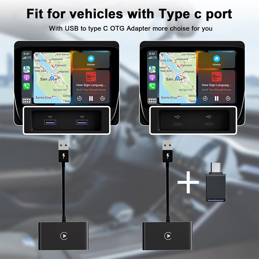2 In 1 Wireless CarPlay Android Auto Adapter CarPlay Dongle Convert Wired To Wireless Auto Connect Plug & Play for Factory Wired