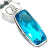 Naturalny Kamień Topaz Niebieski Ręcznie Robiony Srebro Próby 925 Wisiorek 2.01" K9M92