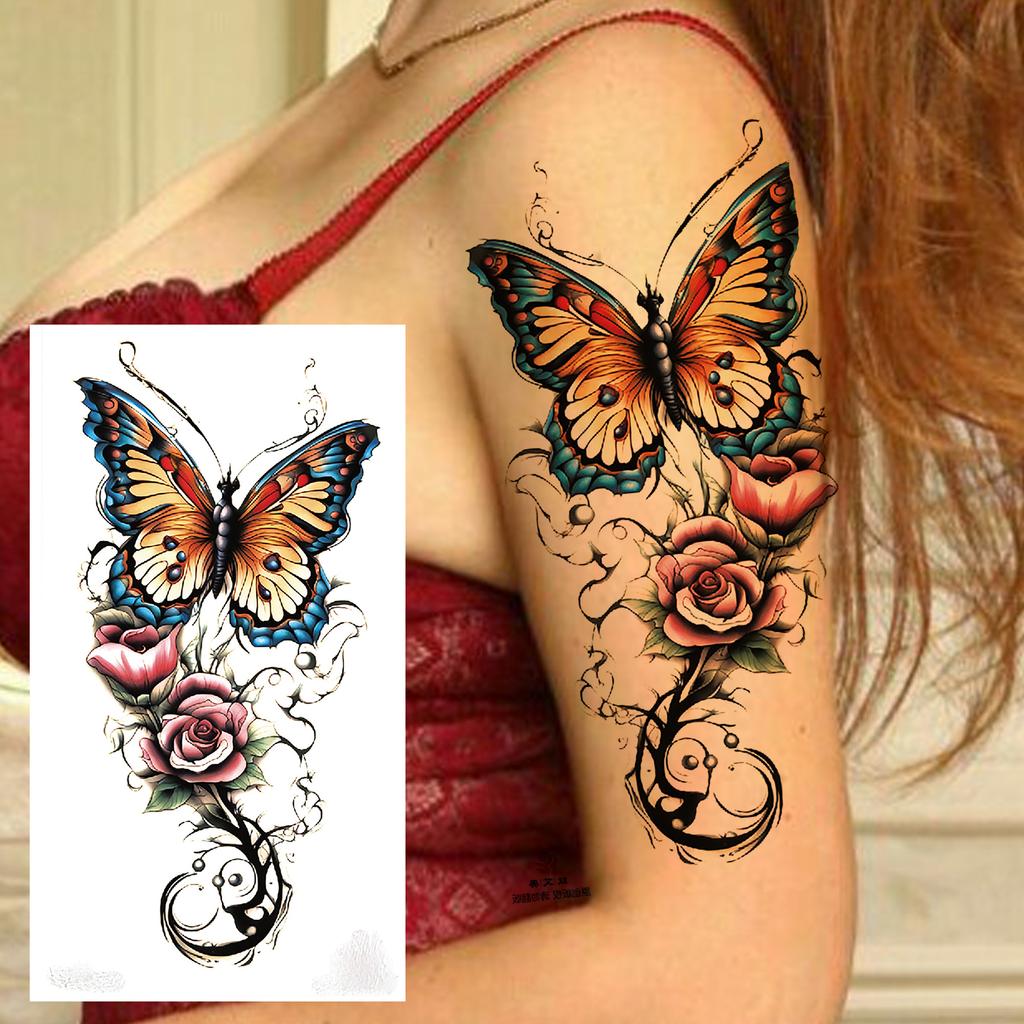1 Sheet Black Henna Mandala Flower Temporary Tattoos For Women Girls Fake Lace Tattoo Sticker Disposable Decoration Adults Tatoo