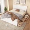 Ensemble de lit en bois pour lit double 180×200cm avec 2 tiroirs, Lit moderne incl. Cadre de lit et sommier à lattes-207×80×185cm (L×H×l) Finition Chêne/Blanc (Sans matelas)