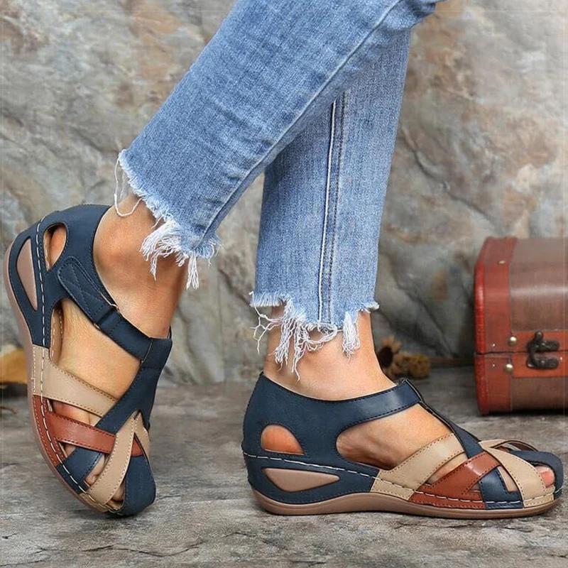 Fashion Women's Sandals Wedges Heels Sandals for 2025 Summer Shoes Woman Mix Color Heeled Sandalias Mujer Low Platform Footwear Female