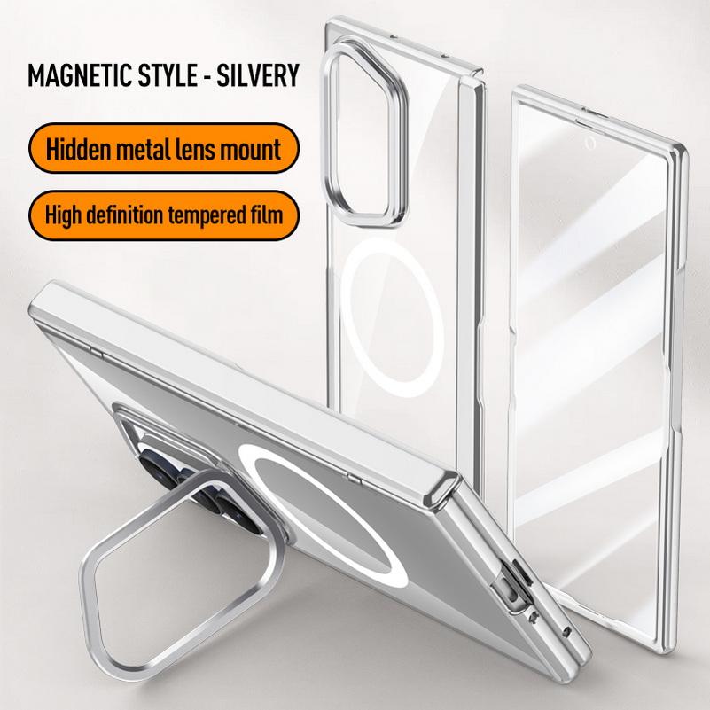 Custodia Protettiva Trasparente con Anello Magnetico per Schermo per Samsung Galaxy Z Fold 8 Fold8 Ultra Fold7 Copertura con Cerniera a Molla