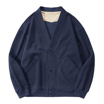 Casual Jacket Men's Loose V-neck Knitted Jacket Jacquard Plaid Cardigan Sweatshirt Men's