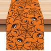 1pc Orenge Halloween Table Runner with Spider Web Pattern Dustproof Durable Tablecloth for Halloween Theme Party Decoration