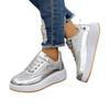 Spring and Autumn Trend Platform Casual Shoes New Glossy Fashion Sports Women's Shoes Low-top Lace-up Flat-soled Single Shoes