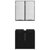 Bathroom Cabinet Set 2 Pieces Black Oak Effect Wood Based Material